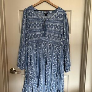 Torrid Blue and White Patterned Dress